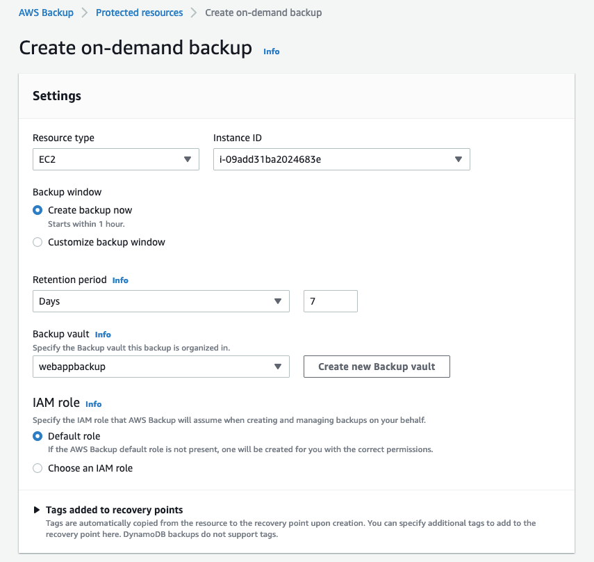 Create On-demand backup2
