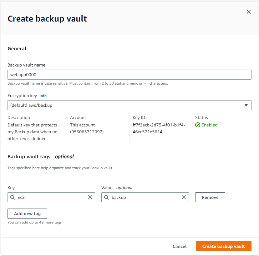 Create Backup vault
