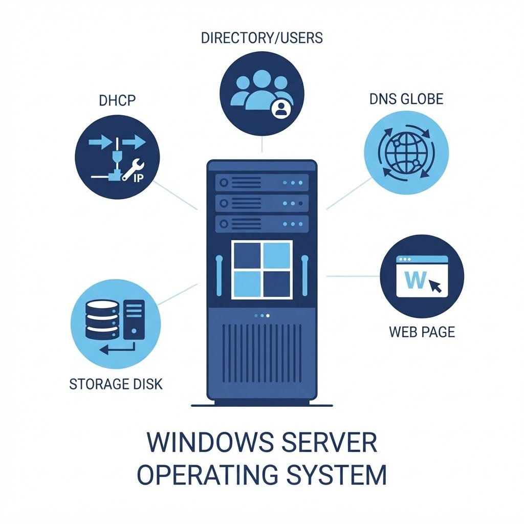 Windows Server operating system overview with editions, roles and features